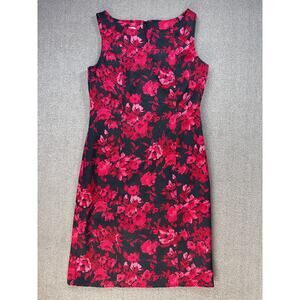 Talbots Dress Floral Rose Career Cocktail Dark Romantic Sleeveless Size 10